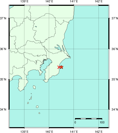 推定した震源の位置