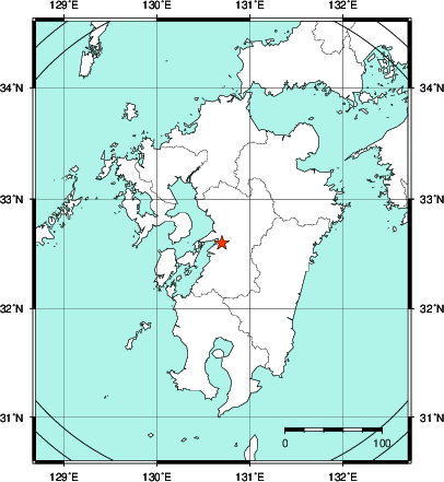 緊急地震速報第1報提供から主要動到達までの時間及び推計震度分布図