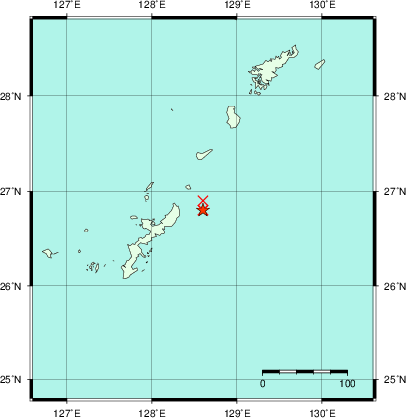 推定した震源の位置
