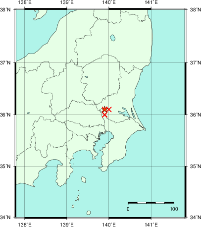 推定した震源の位置