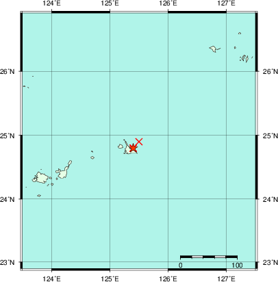 推定した震源の位置