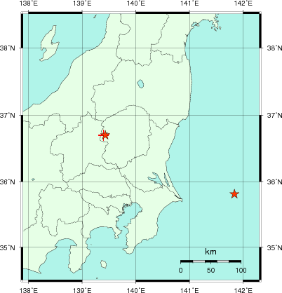 推定した震源の位置