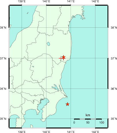 推定した震源の位置