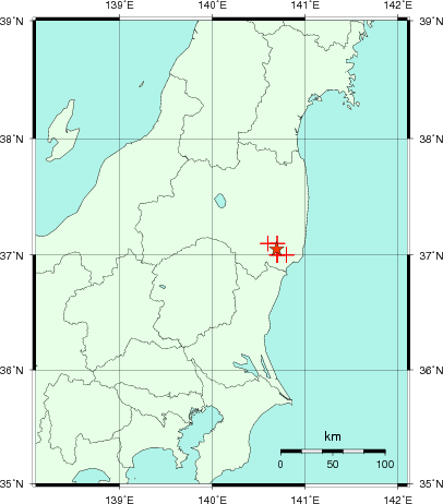 推定した震源の位置