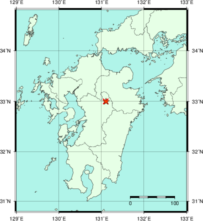 推定した震源の位置