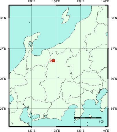 推定した震源の位置