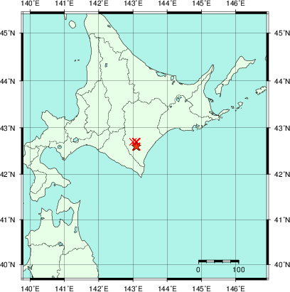 推定した震源の位置