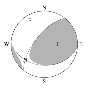 横ずれ成分を含む逆断層型のCMT解