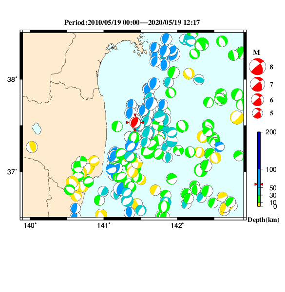 過去に起きた地震のＣＭＴ解