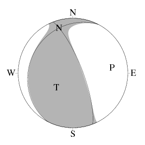 横ずれ成分を含む逆断層型のCMT解