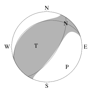 逆断層型のCMT解