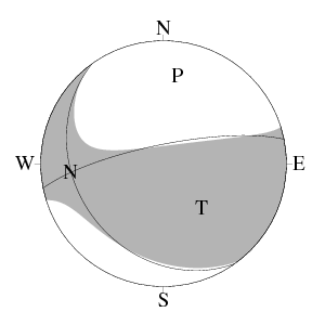 横ずれ成分を含む逆断層型のCMT解