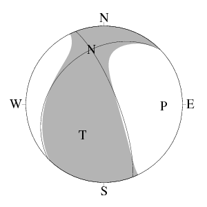 横ずれ成分を含む逆断層型のCMT解