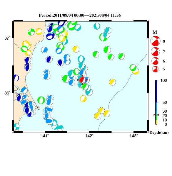 過去に起きた地震のＣＭＴ解