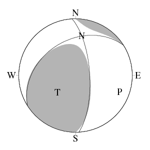 横ずれ成分を含む逆断層型のCMT解