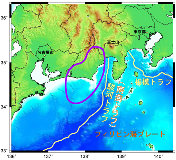 東海地震の想定震源域