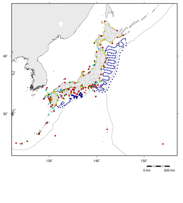 全国の津波観測点の地図