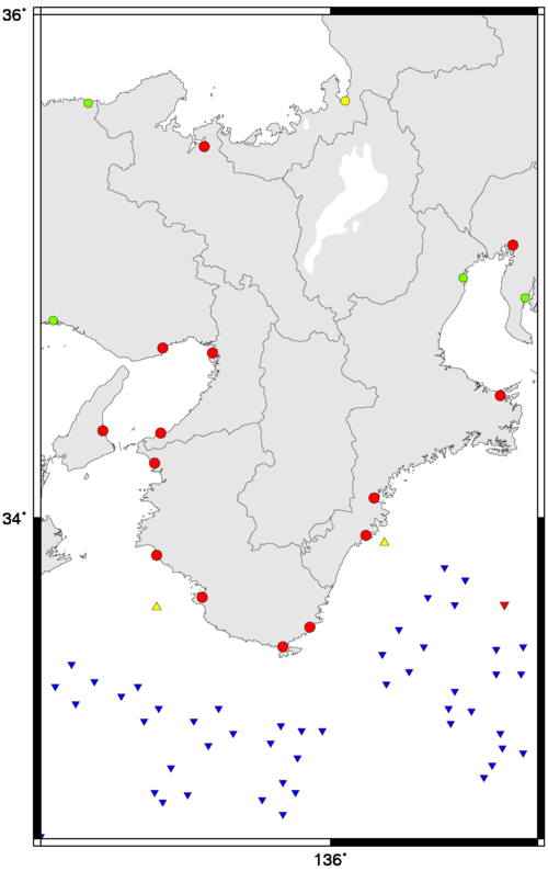 近畿地方の津波観測点の地図