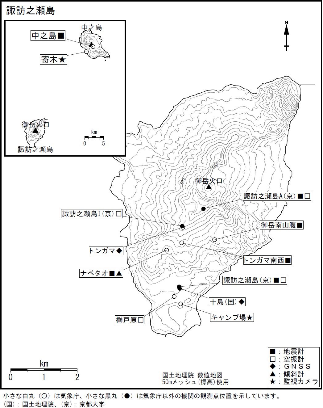 諏訪之瀬島　観測点配置図