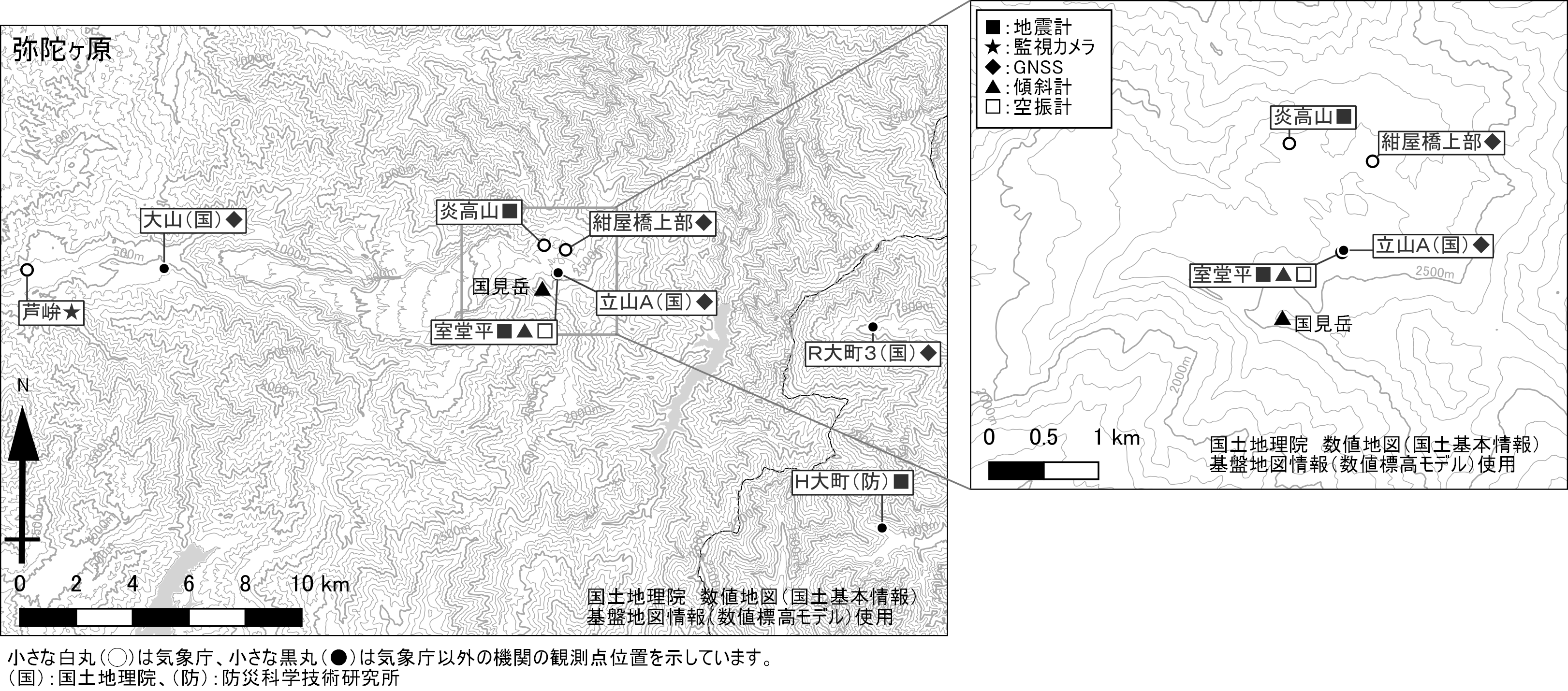 弥陀ヶ原 観測点配置図