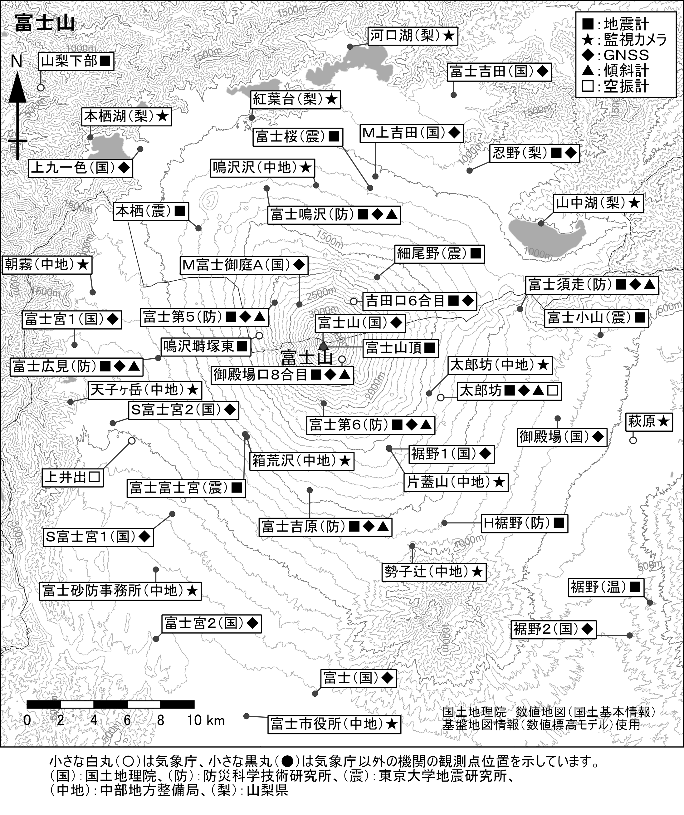 富士山 観測点配置図