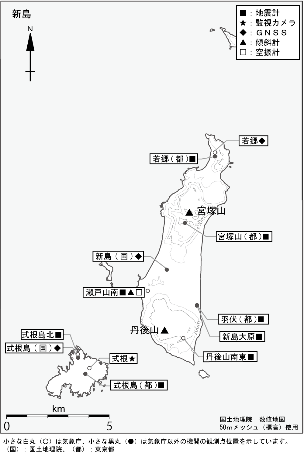 新島　観測点配置図