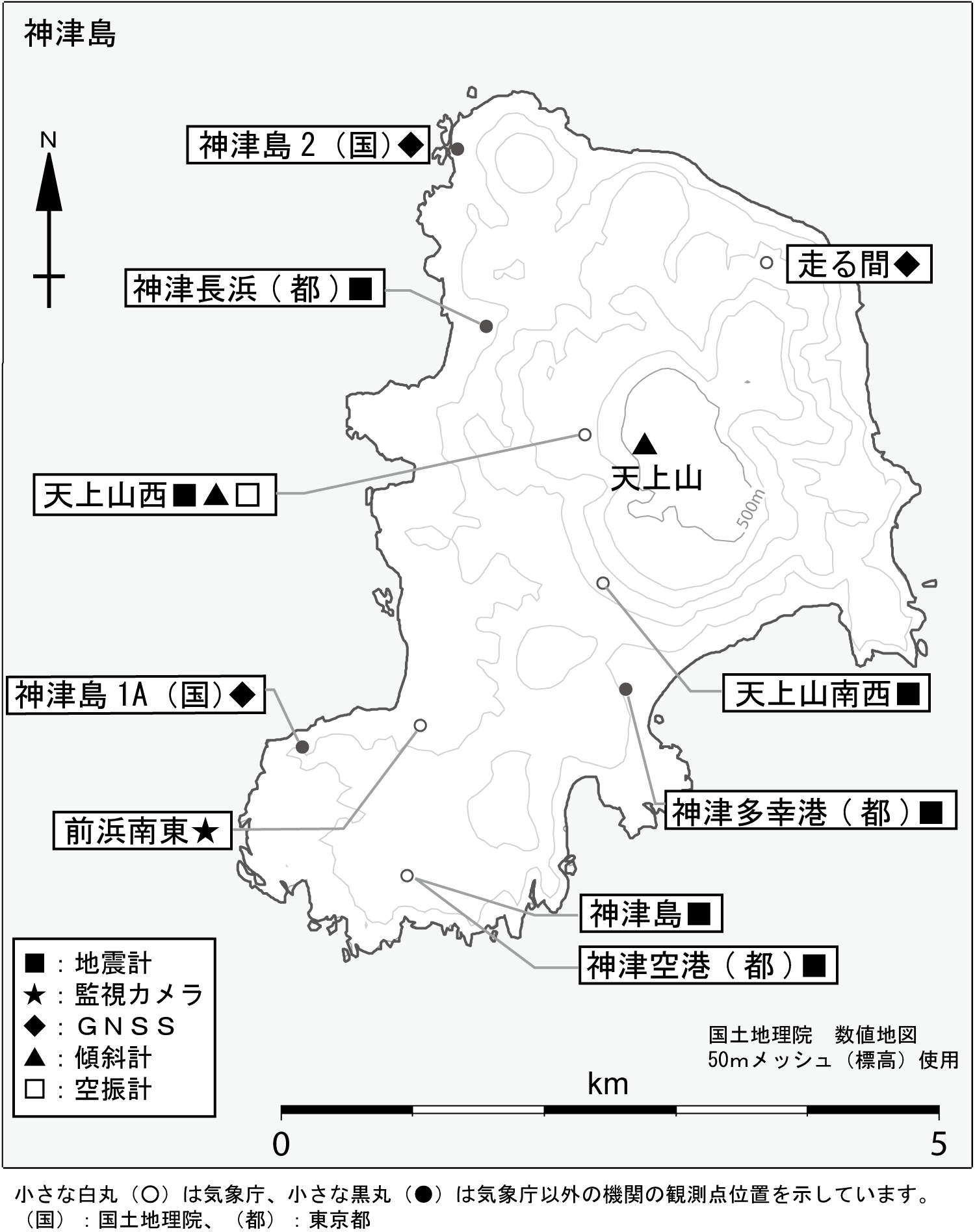 神津島　観測点配置図