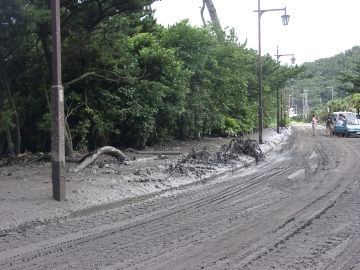 写真：火山泥流による被害（2000年7月28日撮影）