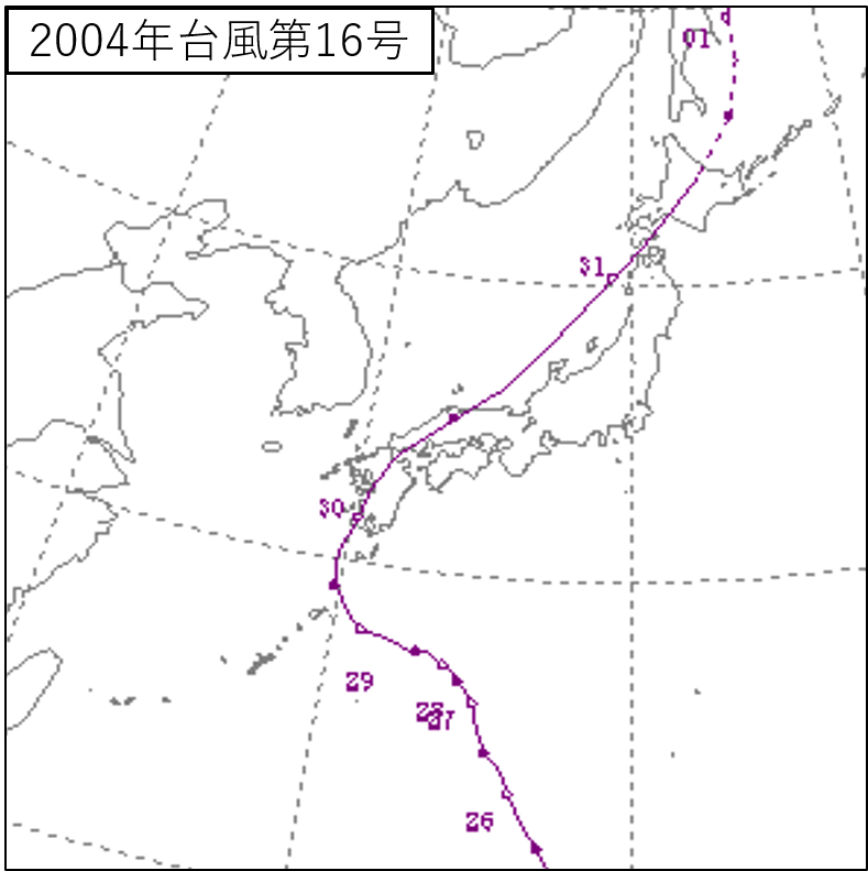 台風16号 経路図