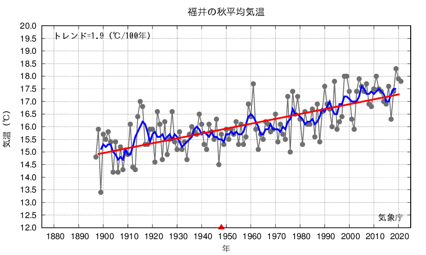 福井_秋平均気温