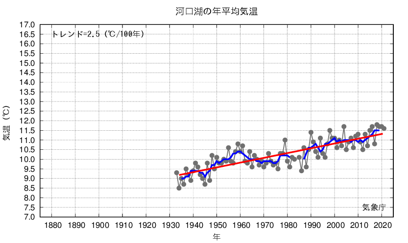 河口湖_年平均気温