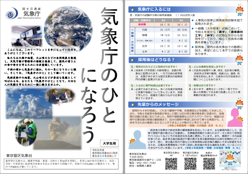 大学生職員募集リーフレット