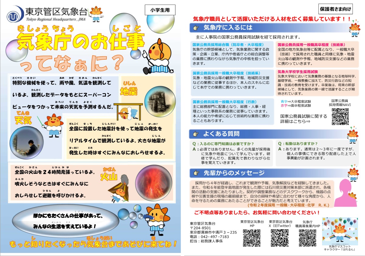 小学生・保護者向け職員募集リーフレット