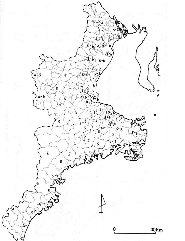 震度分布図（三重県）
