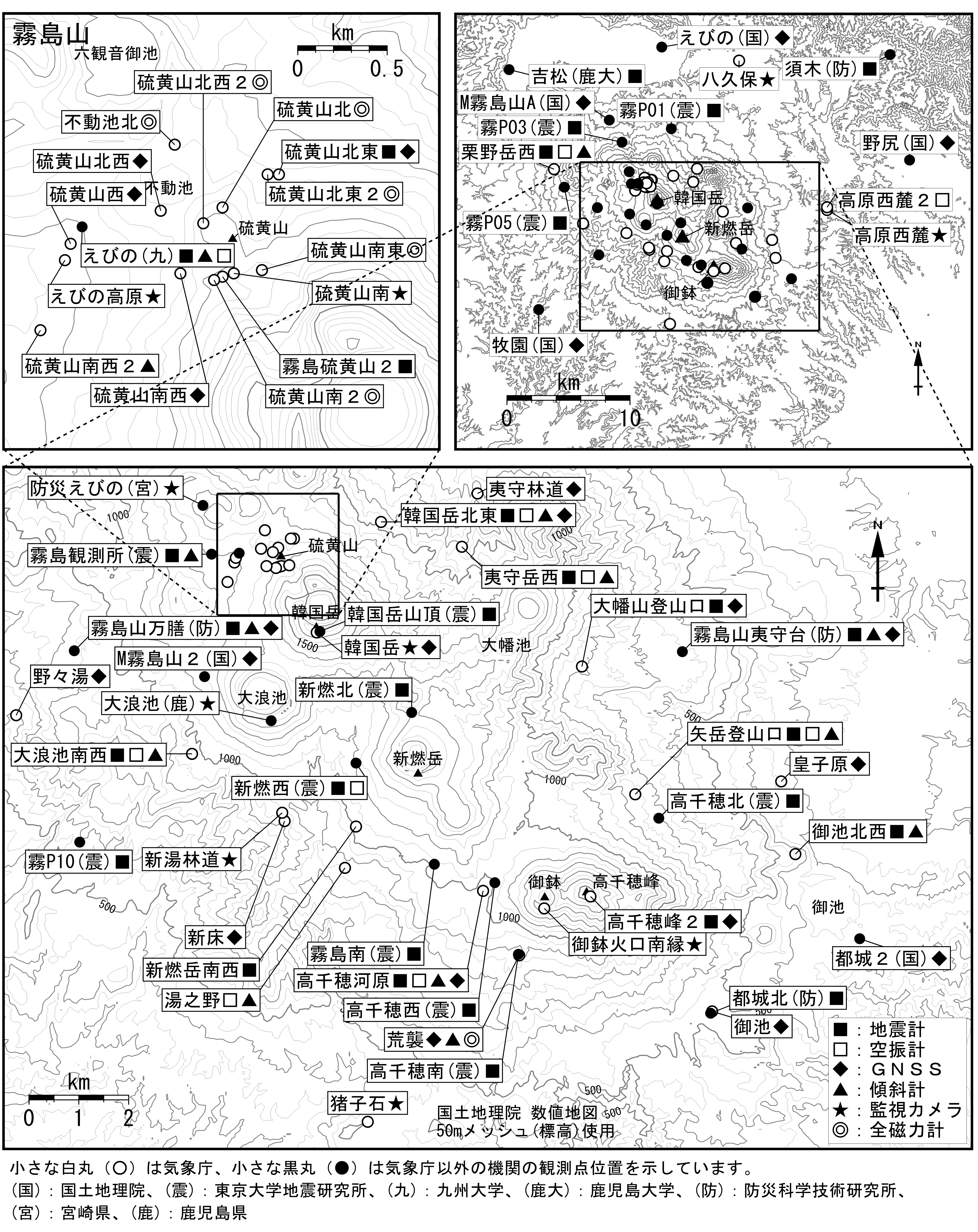 霧島山　観測点配置図