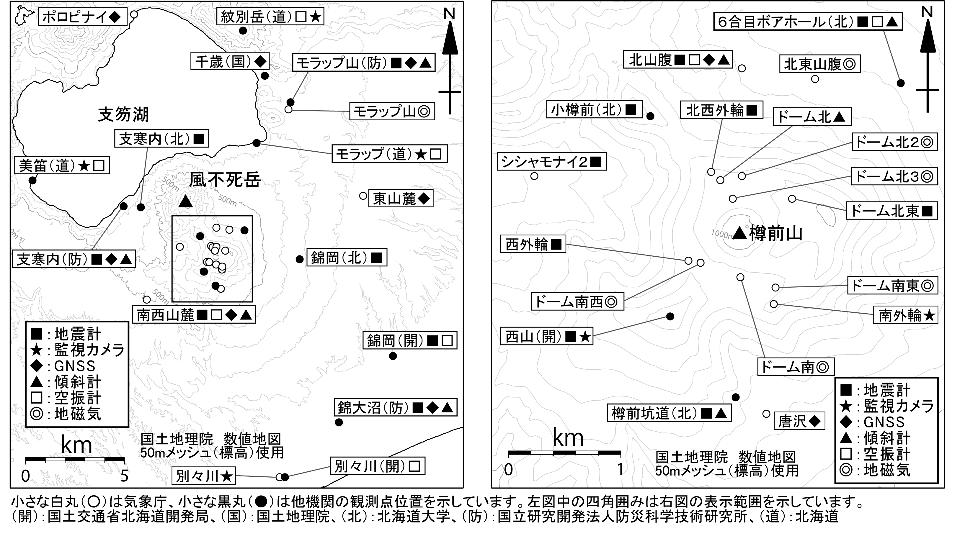樽前山 観測点配置図