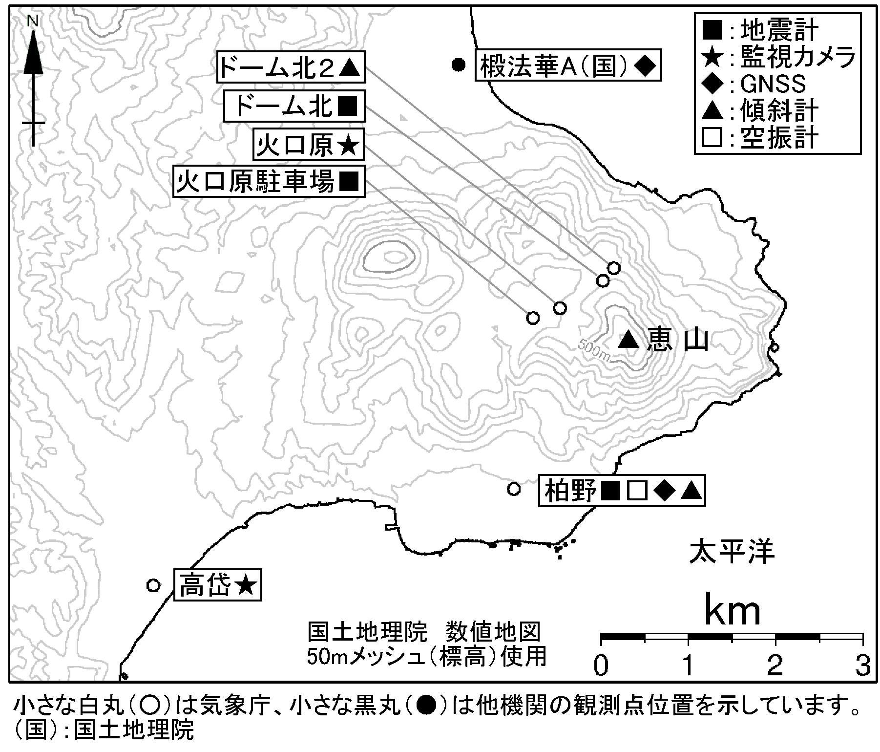 恵山　観測点配置図