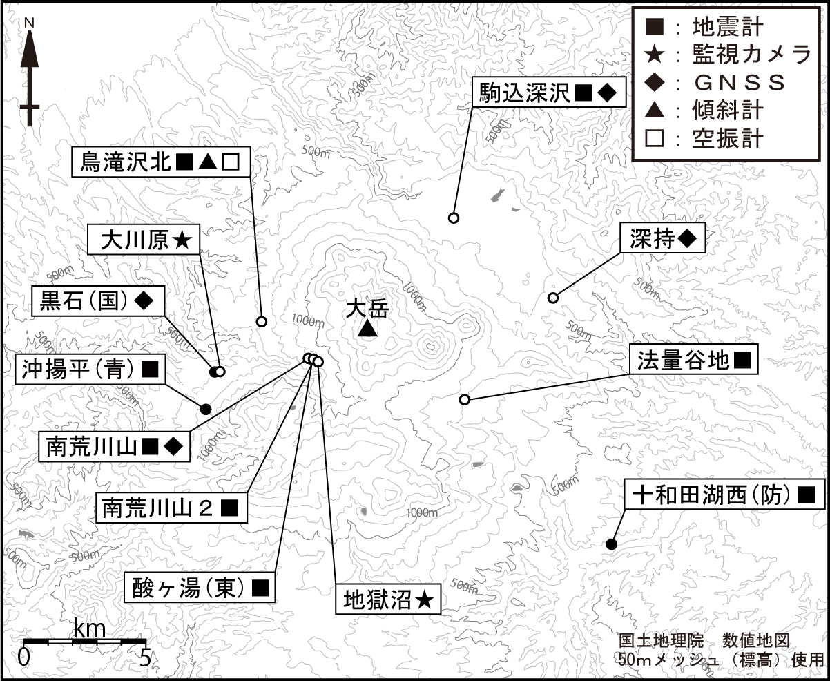 八甲田山 観測点配置図