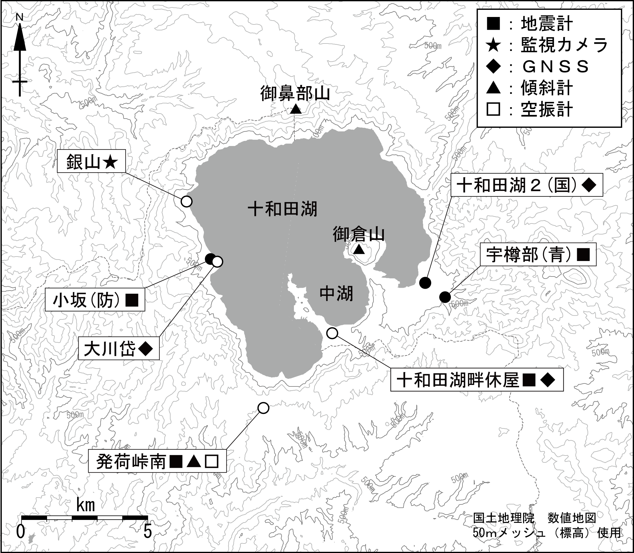 十和田　観測点配置図