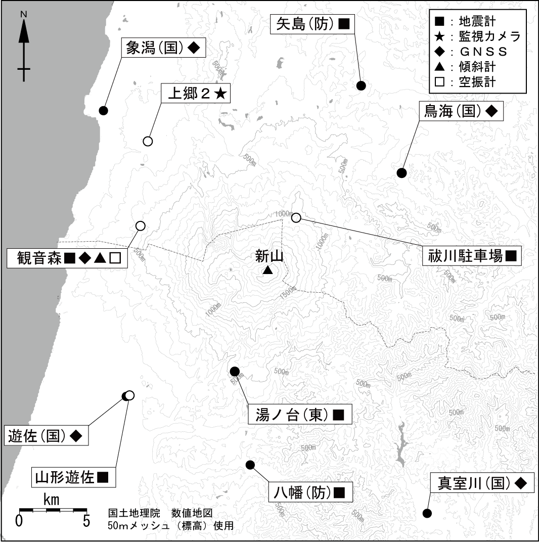 鳥海山 観測点配置図