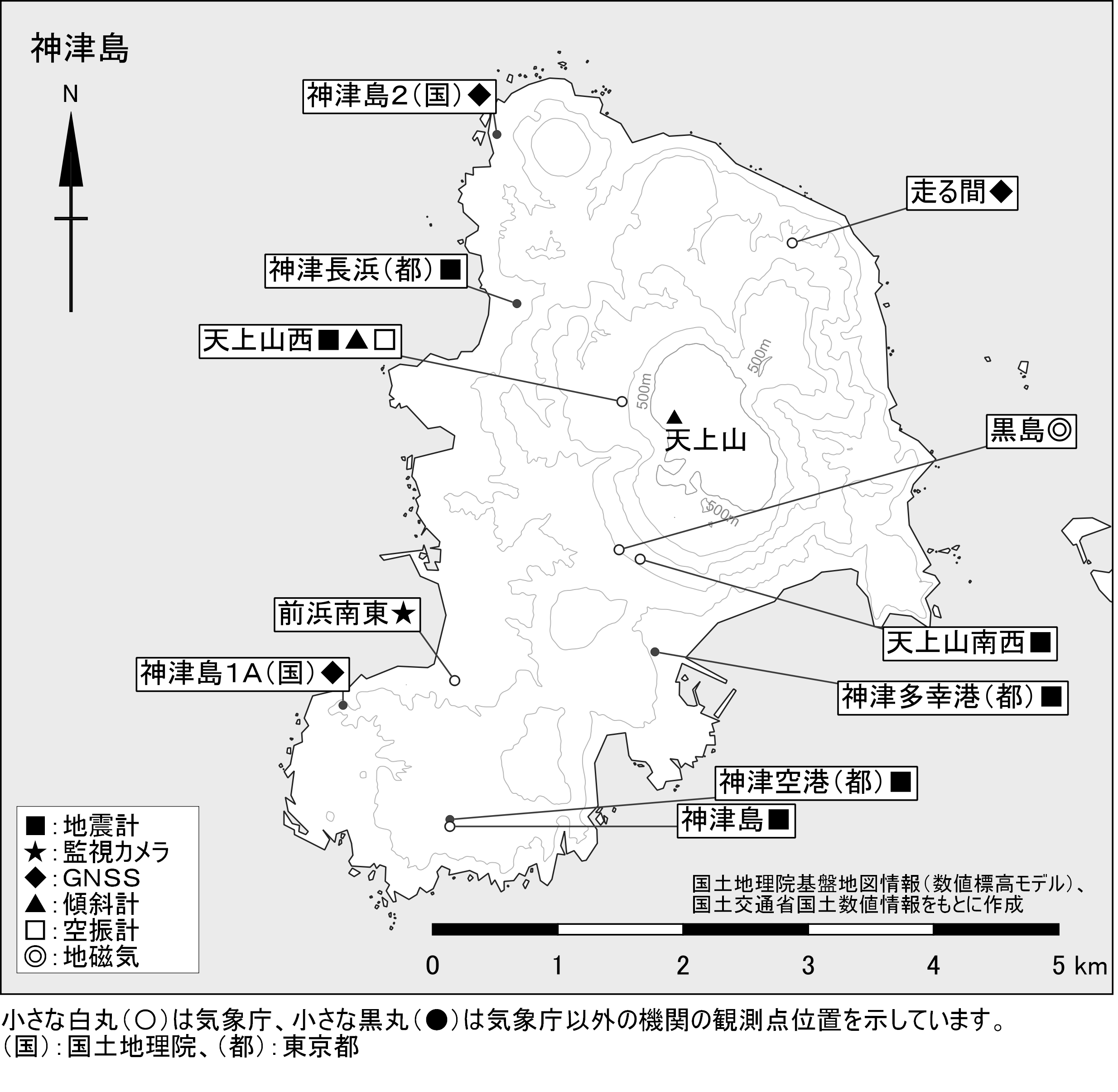 神津島 観測点配置図