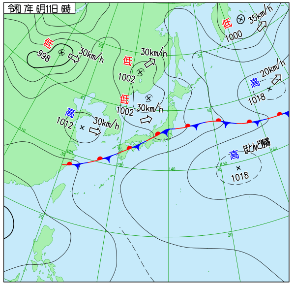 気象庁｜過去の実況天気図（1日表示）