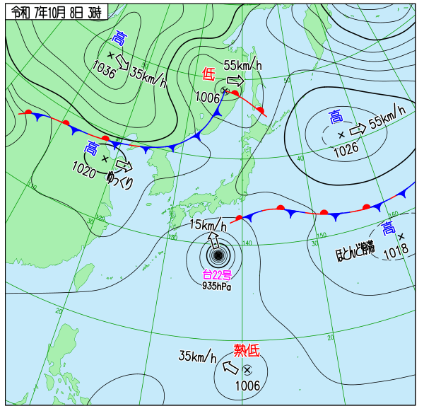 気象庁｜過去の実況天気図（1日表示）