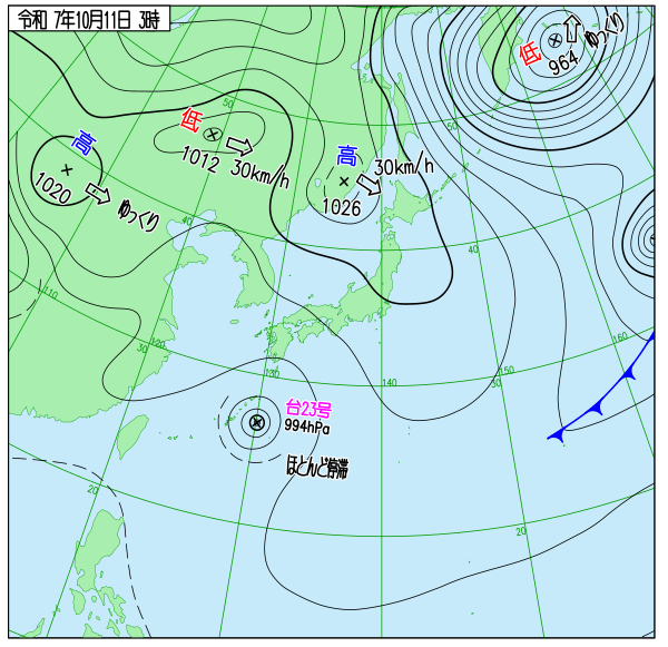気象庁｜過去の実況天気図（1日表示）