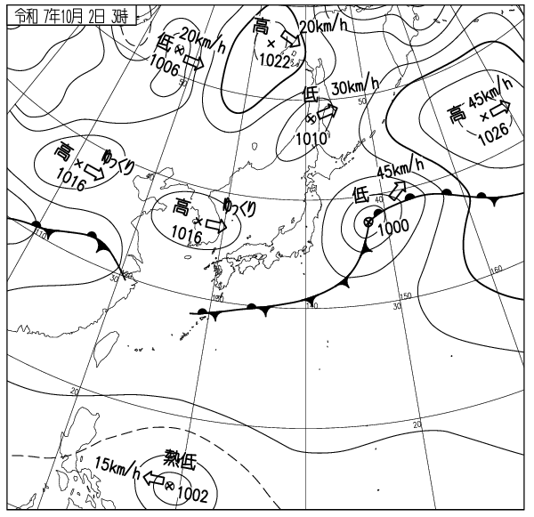 気象庁｜過去の実況天気図（1日表示）