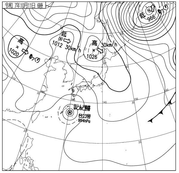 気象庁｜過去の実況天気図（1日表示）