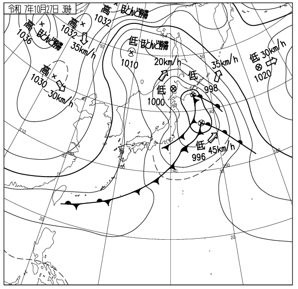 気象庁｜過去の実況天気図（1日表示）